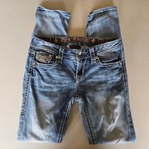 Rock Revival Nancy Cuffed Straight Women's Light Wash Jeans Sz 28